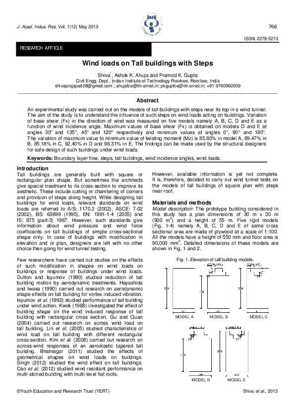(PDF) Wind loads on Tall buildings with Steps