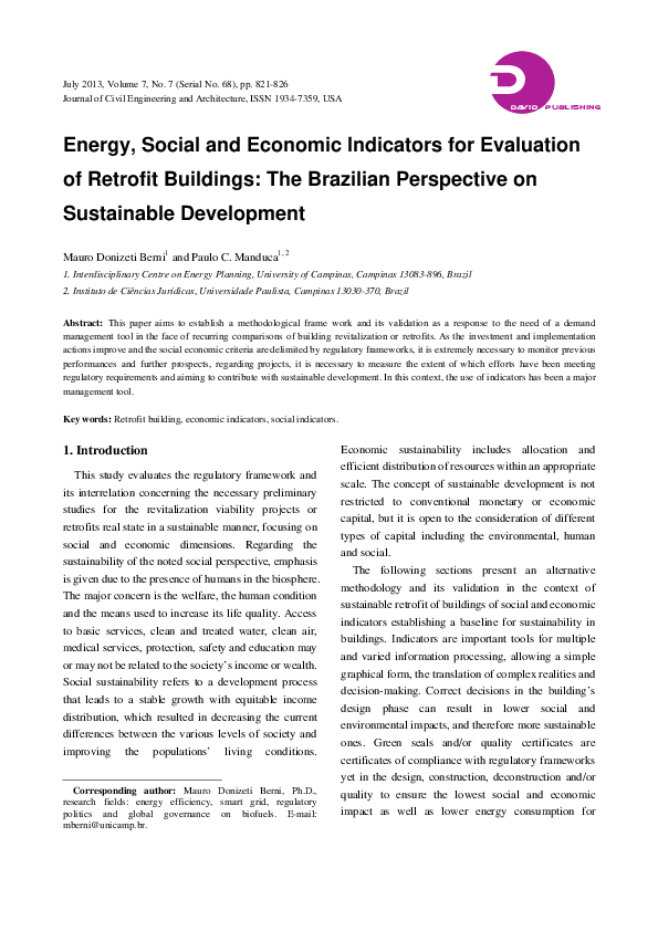 (PDF) Energy, Social and Economic Indicators for Evaluation of Retrofit ...