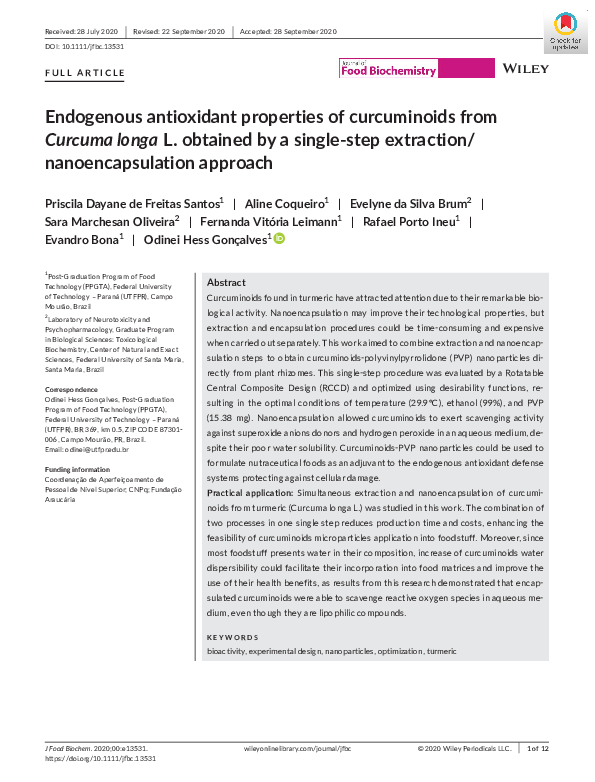 (PDF) Endogenous antioxidant properties of curcuminoids from Curcuma ...