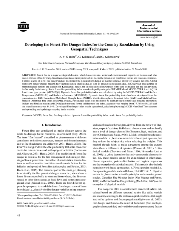(PDF) Developing the Forest Fire Danger Index for the Country ...