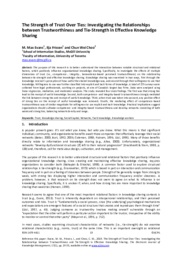 (PDF) The Strength of Trust Over Ties: Investigating the Relationships ...