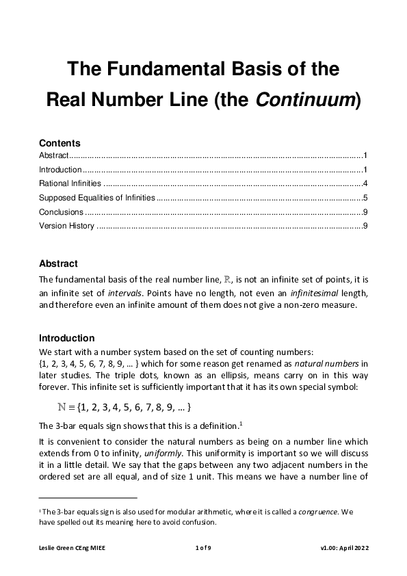 (PDF) The Fundamental Basis of the Real Number Line (the Continuum)