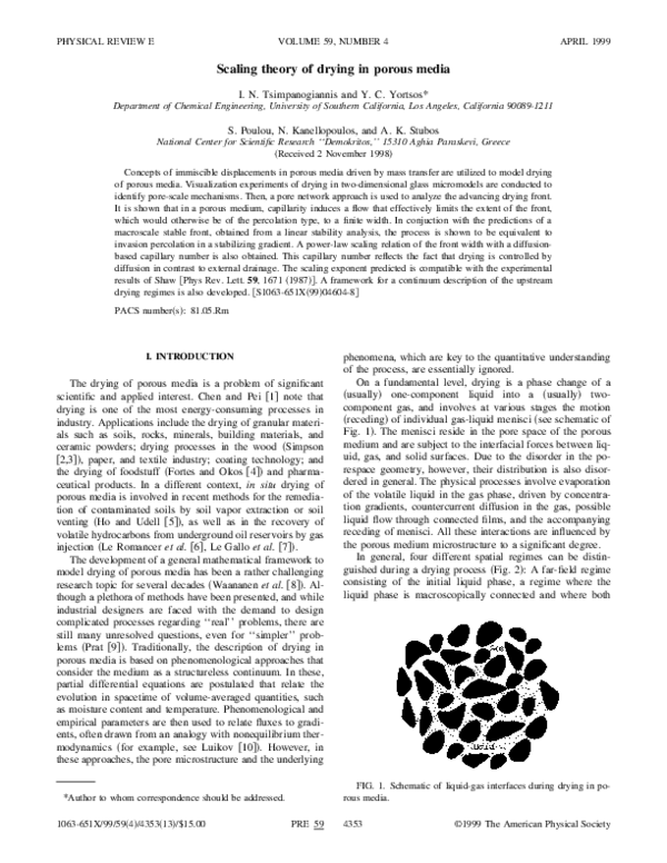 (PDF) Scaling theory of drying in porous media
