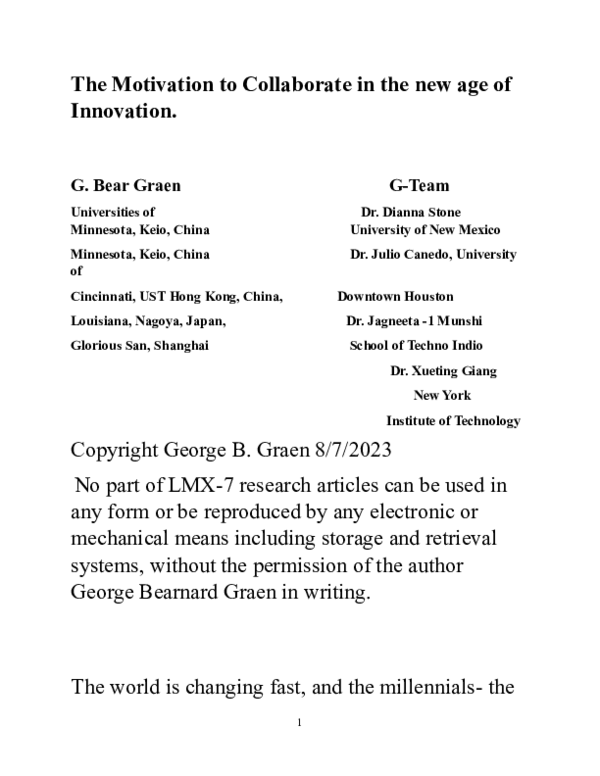 (DOC) The Motivation to Collaborate in the new age of Innovation ...
