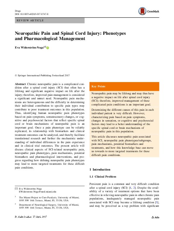 (PDF) Neuropathic Pain and Spinal Cord Injury: Phenotypes and ...