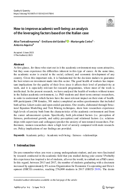 (PDF) How to improve academic well-being: an analysis of the leveraging ...