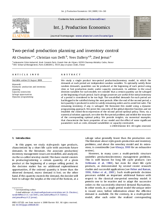 (PDF) Two-period production planning and inventory control