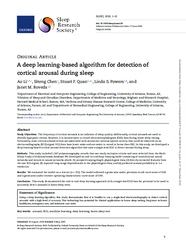 (PDF) A deep learning-based algorithm for detection of cortical arousal ...