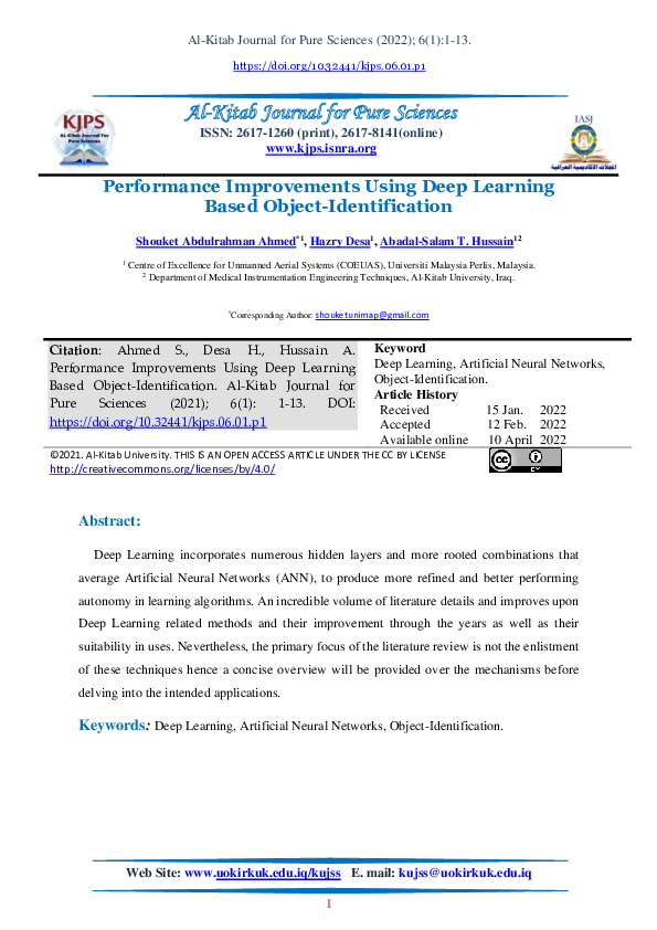 (PDF) Performance Improvements Using Deep Learning Based Object ...