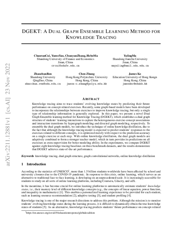 (PDF) DGEKT: A Dual Graph Ensemble Learning Method for Knowledge Tracing