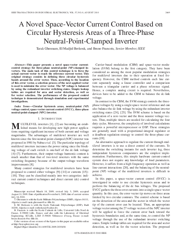 (PDF) A Novel Space-Vector Current Control Based on Circular Hysteresis ...