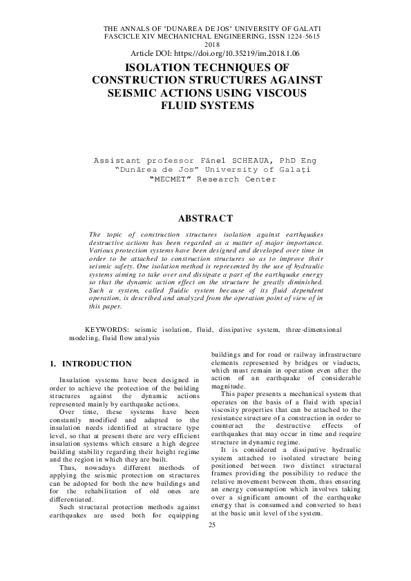 (PDF) Isolation techniques of construction structures against seismic ...