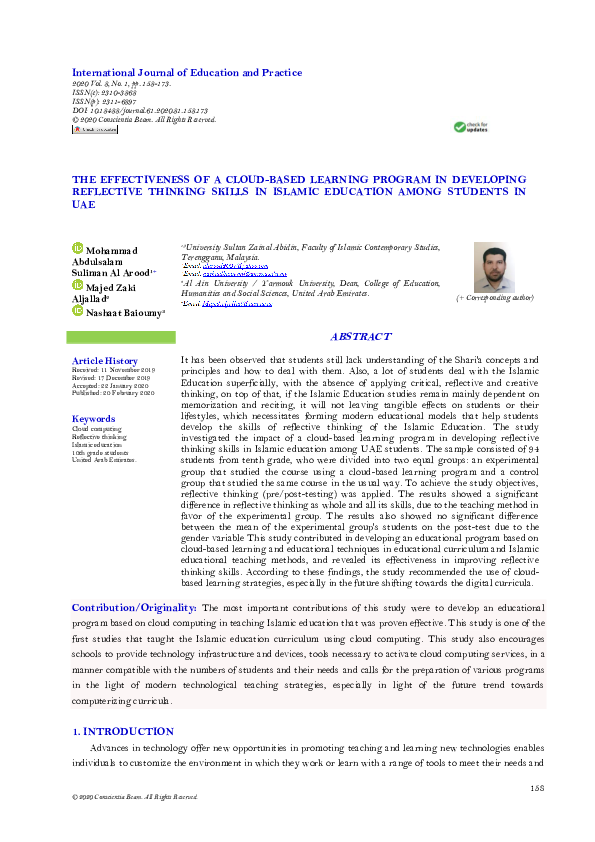 (PDF) Practices for Developing Reflective Thinking Skills Among Teachers