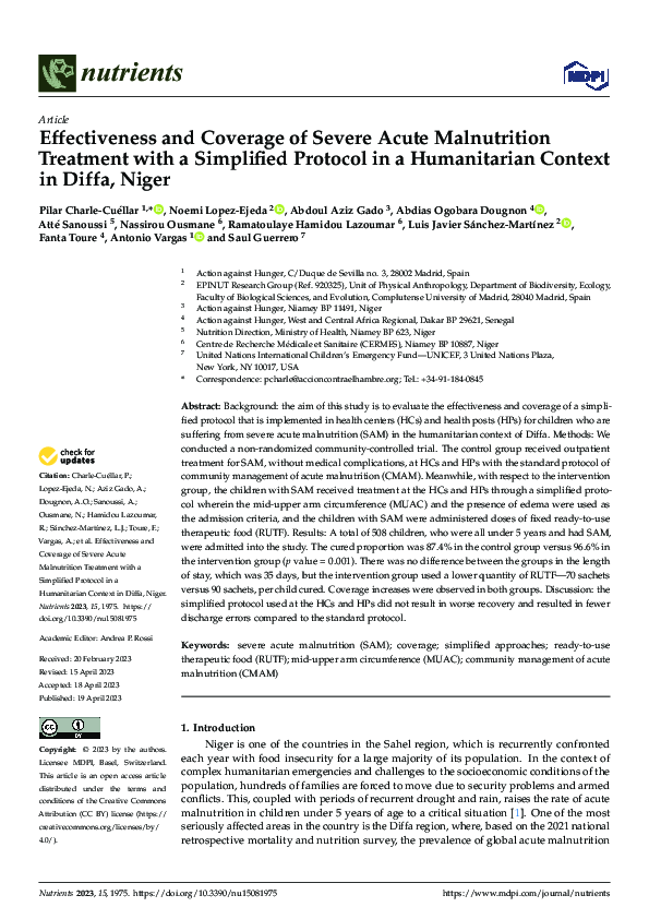 (PDF) Effectiveness and Coverage of Severe Acute Malnutrition Treatment ...