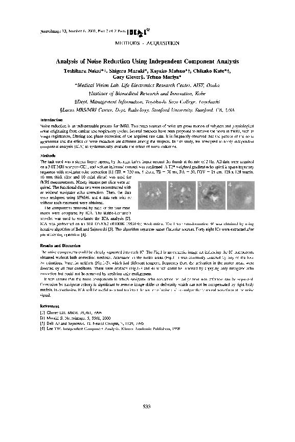 (PDF) Analysis of noise reduction using independent component analysis