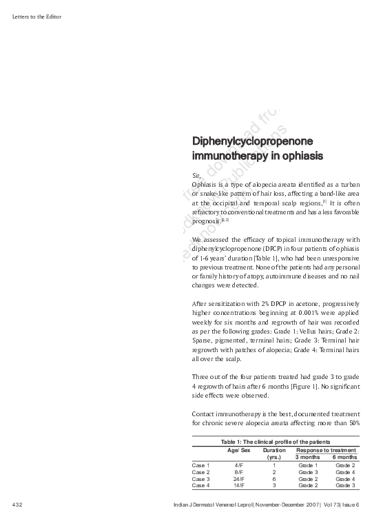 (PDF) Diphenylcyclopropenone immunotherapy in ophiasis