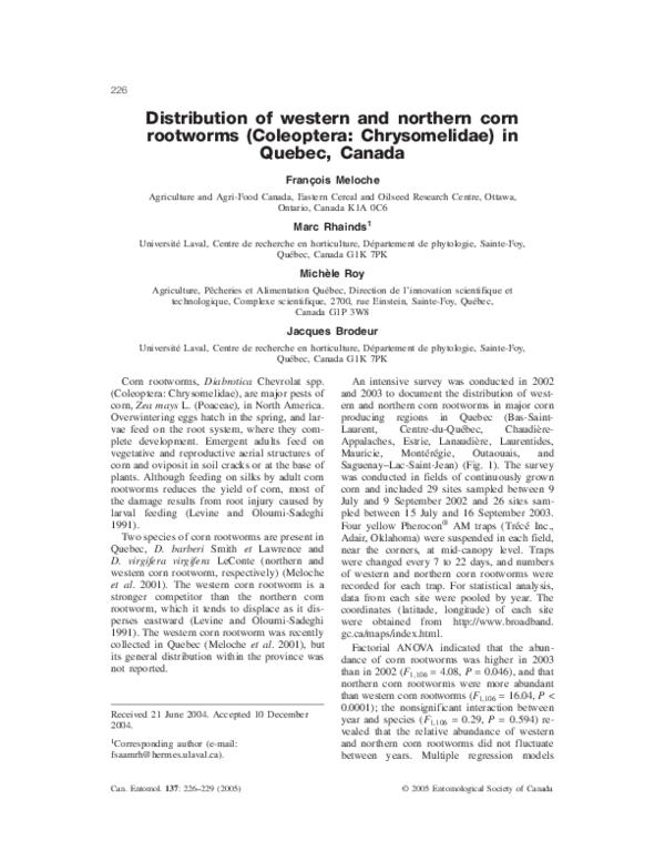 (PDF) Distribution of western and northern corn rootworms (Coleoptera ...