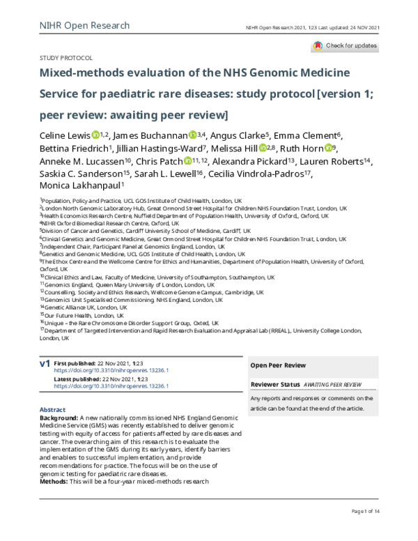(PDF) Mixed-methods evaluation of the NHS Genomic Medicine Service for ...