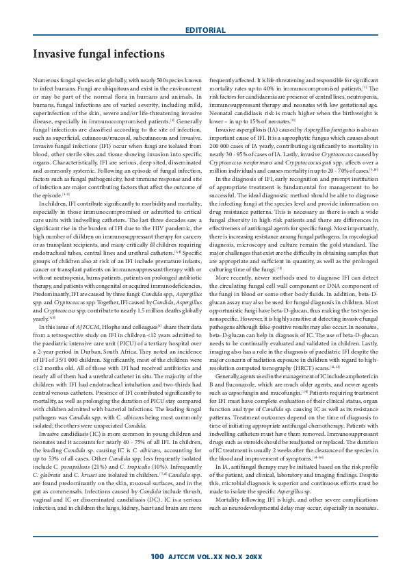 (PDF) Invasive fungal infections