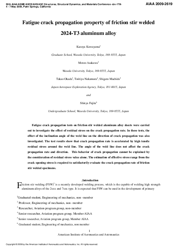 (PDF) Fatigue Crack Propagation Property of Friction Stir Welded 2024 ...