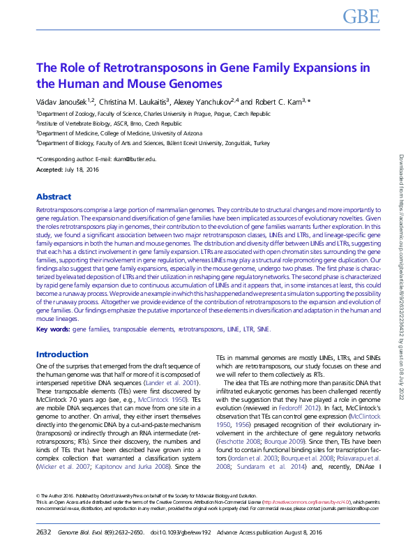 (PDF) The Role of Retrotransposons in Gene Family Expansions in the ...