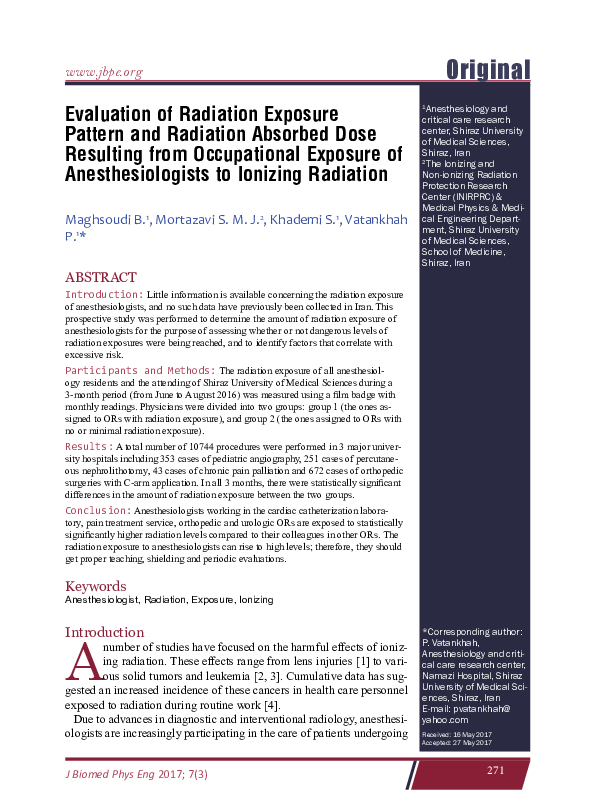 (PDF) Evaluation of Radiation Exposure Pattern and Radiation Absorbed ...