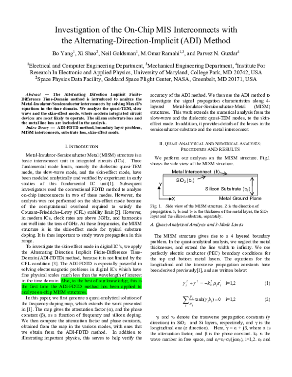 (PDF) Investigation of the On-Chip MIS Interconnects with the ...