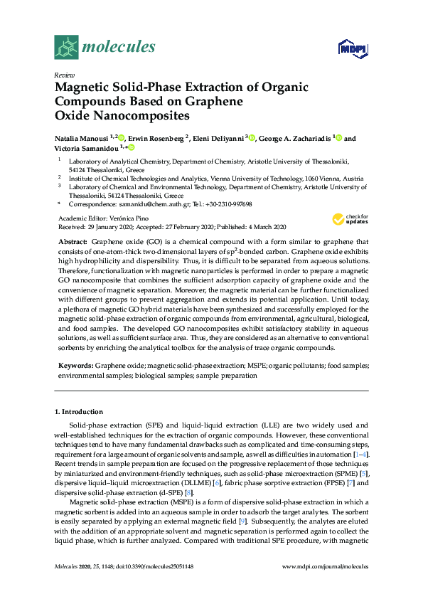 (PDF) Magnetic Solid-Phase Extraction of Organic Compounds Based on ...