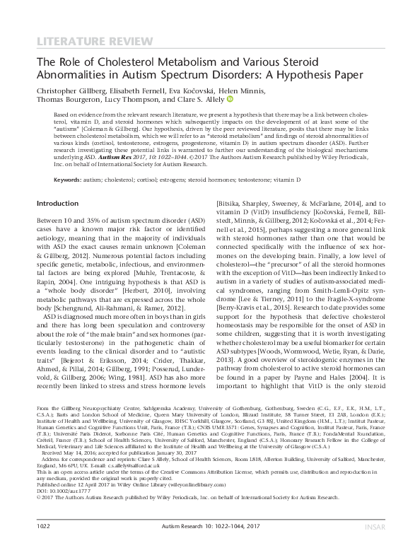 (PDF) The role of cholesterol metabolism and various steroid ...