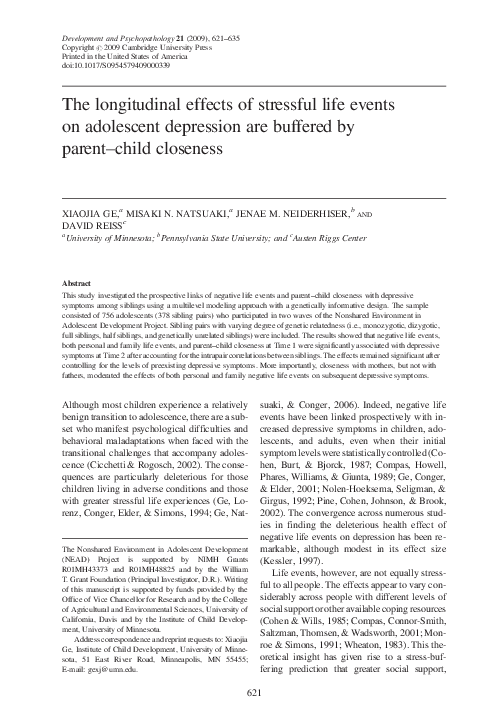 (PDF) The longitudinal effects of stressful life events on adolescent ...