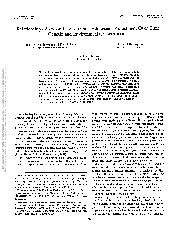 (PDF) Relationships between parenting and adolescent adjustment over ...