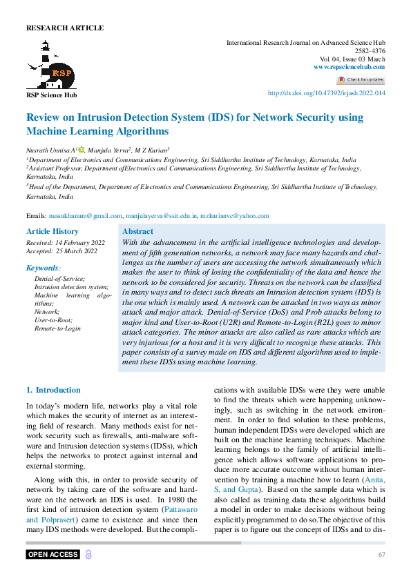(PDF) Review on Intrusion Detection System (IDS) for Network Security ...