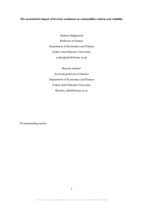 (PDF) The Asymmetric Impact of Investor Sentiment on Commodities ...