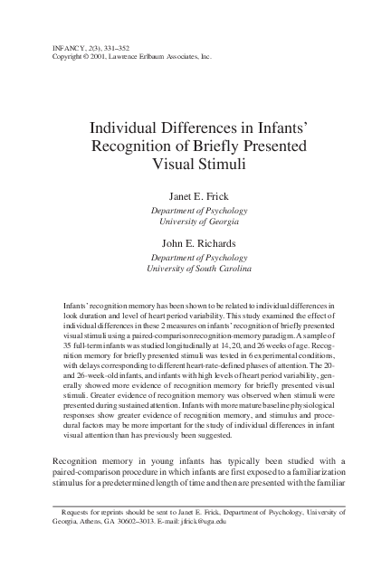 Individual Differences in Infants' Recognition of Briefly Presented Visual Stimuli