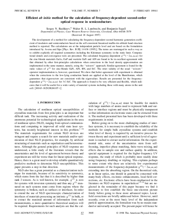 (PDF) Efficient ab initio method for the calculation of frequency ...