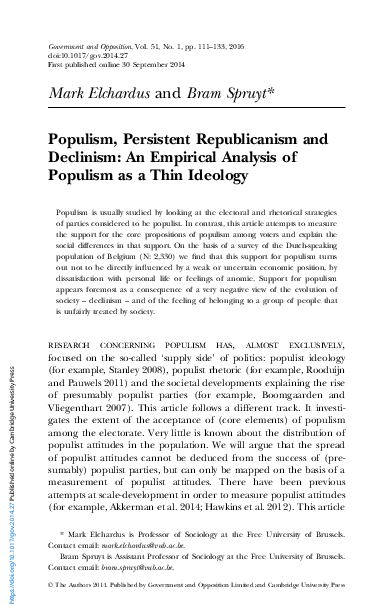 (PDF) Populism, Persistent Republicanism and Declinism: An Empirical ...