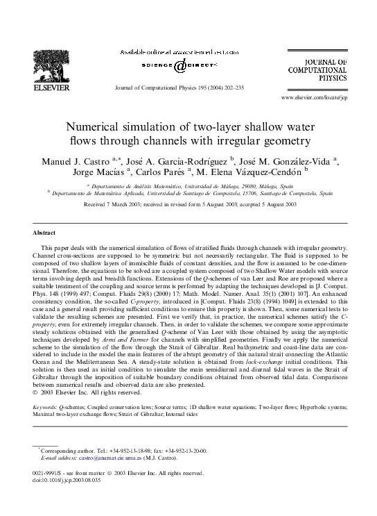 (PDF) Numerical simulation of two-layer shallow water flows through ...