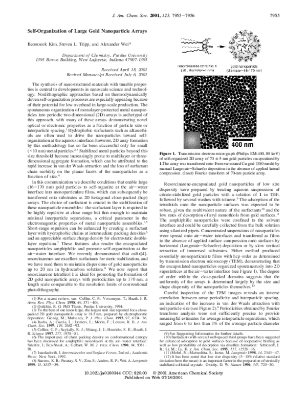 (PDF) Self-Organization of Large Gold Nanoparticle Arrays