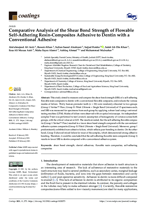 (PDF) Comparative Analysis of the Shear Bond Strength of Flowable Self ...
