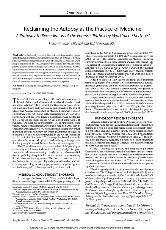 (PDF) Reclaiming the Autopsy as the Practice of Medicine