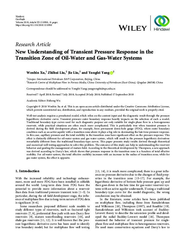 (PDF) New Understanding of Transient Pressure Response in the ...