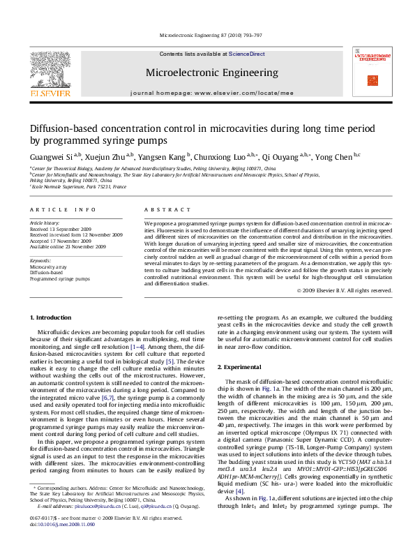 (PDF) Diffusion-based concentration control in microcavities during ...