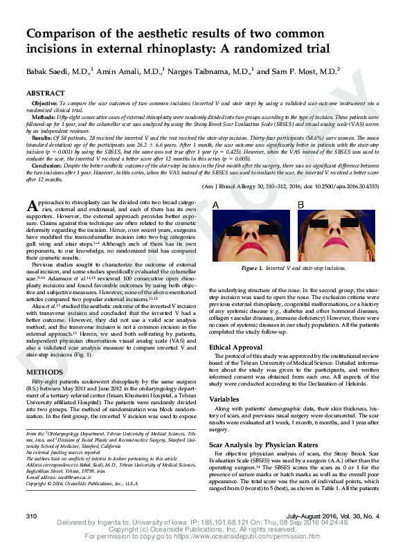 (PDF) Comparison of the Aesthetic Results of Two Common Incisions in ...