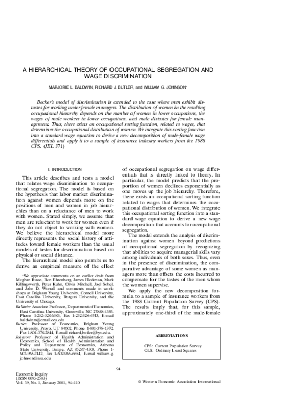 (PDF) A hierarchical theory of occupational segregation and wage ...