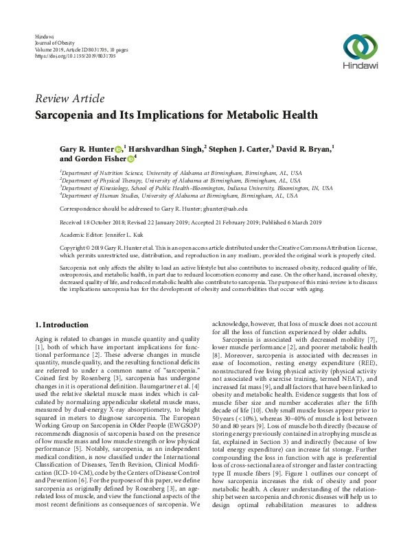 (PDF) Sarcopenia and Its Implications for Metabolic Health