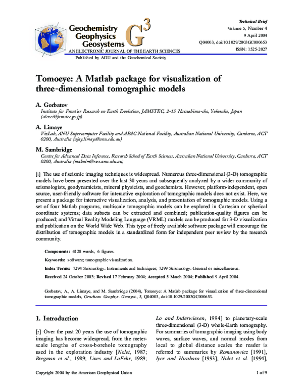 (PDF) Tomoeye: A Matlab package for visualization of three‐dimensional ...