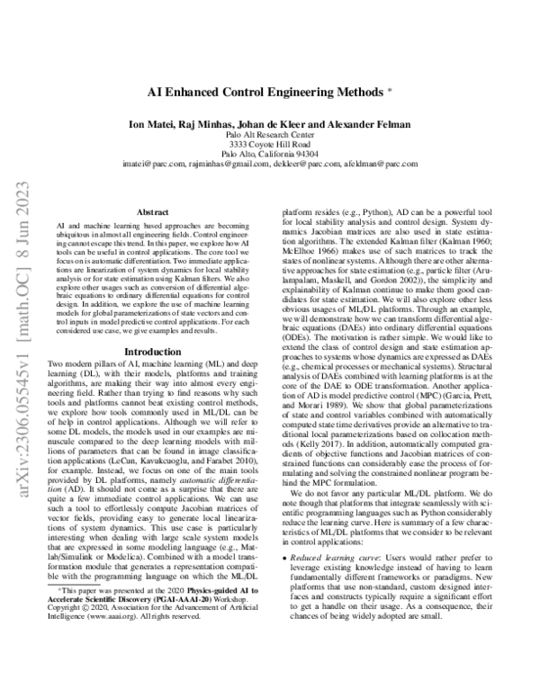 (PDF) AI Enhanced Control Engineering Methods