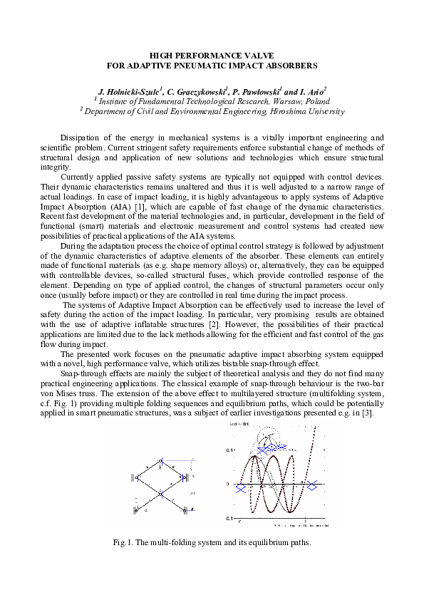 (PDF) High Performance Valve for Adaptive Pneumatic Impact Absorbers