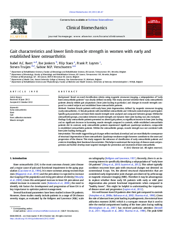 (PDF) Gait characteristics and lower limb muscle strength in women with ...