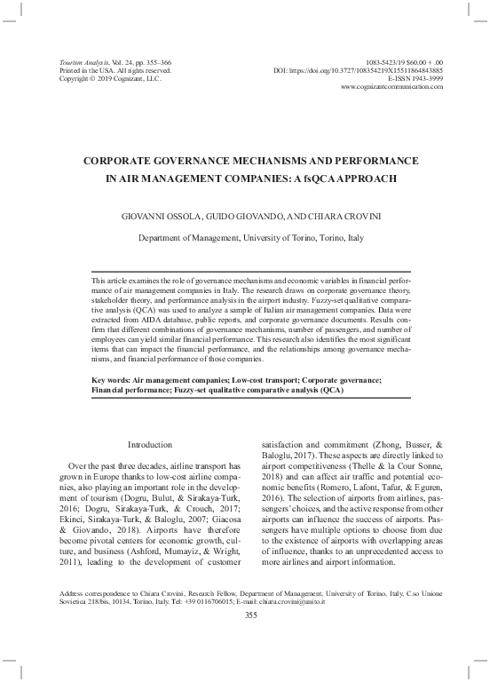 (PDF) Corporate Governance Mechanisms and Performance in Air Management ...